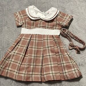 𝅺tartan pleaded dress with matching headband